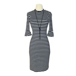 Banana‎ Republic Black and White Striped Dress Bodycon Size 0 Corporate Goth